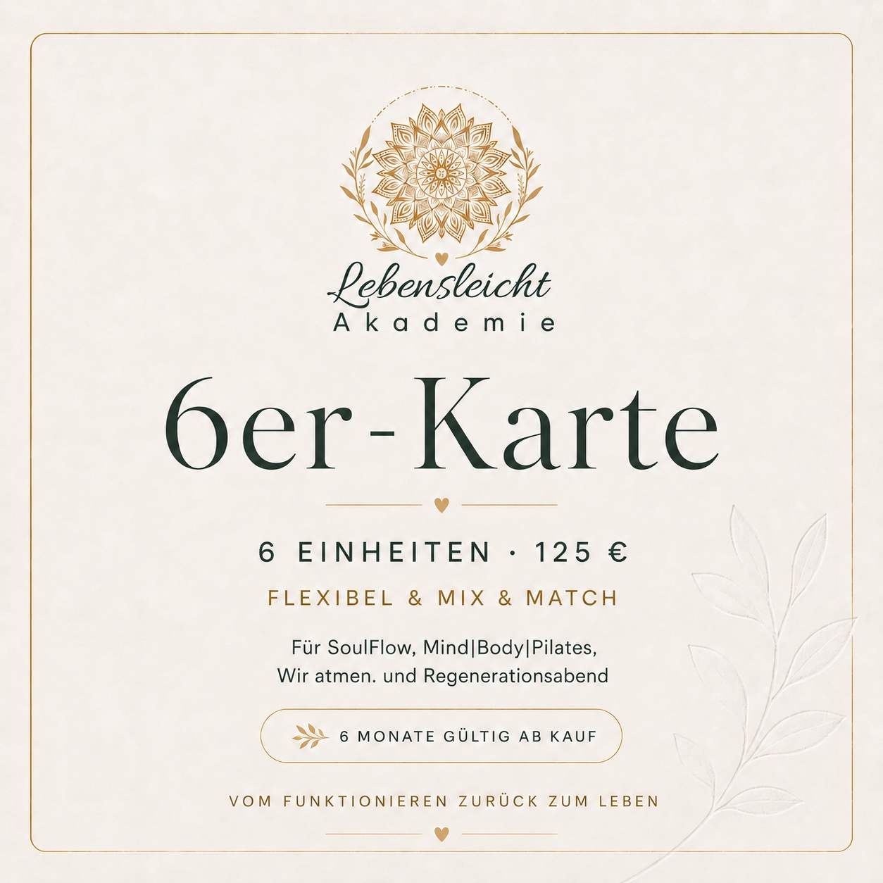 Die 6er-Karte der Lebensleicht Akademie